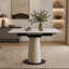 Table de salle à manger rétractable à dalle de roche pliante, table carrée extensible moderne avec base en acier inoxydable revêtue de cuir, table de cuisine à double usage pour les petits appartements