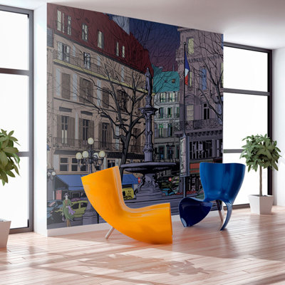 Dusk Over a Parisian Square 309cm x 400cm Wallpaper