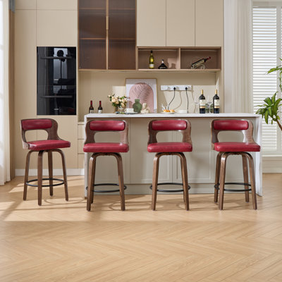 Swivel Upholstered Faux Leather Counter Stool