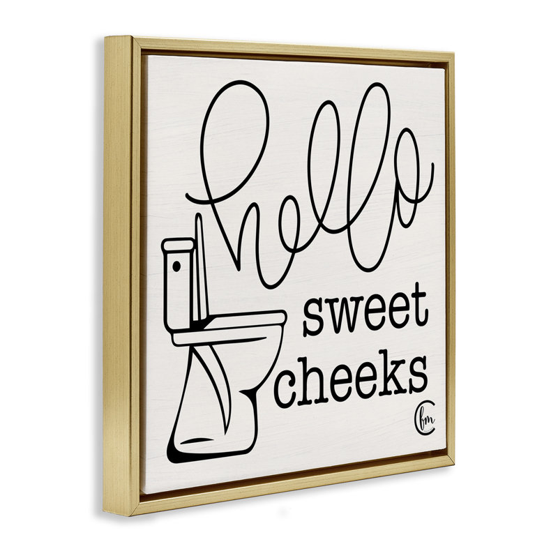 «Hello Sweet Cheek with toilettes», art mural encadré par Penny Lane, WRP-1283, Cadre flottant métallique doré