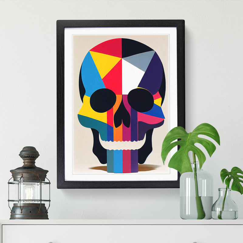 Skull Geometric - Wall Art, 64cm H x 46cm W x 2cm D, Walnut