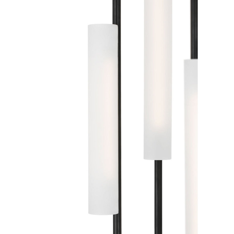 Windchime Chandelier with Soft Etched Glass, Bronze, 39" H x 11.25" W x 11.25" D, 3 Lights