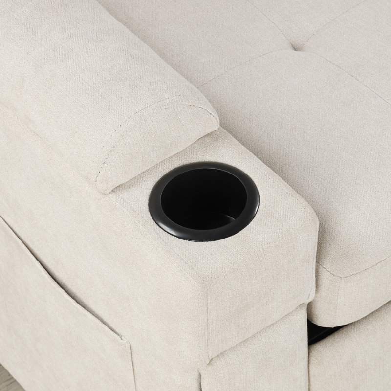 Canapé-lit en L 83,5 po avec rangement, Beige