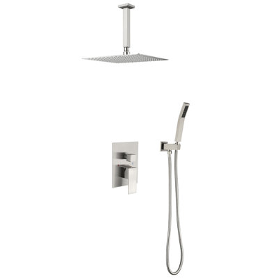 1-Spray Patterns 16 In. Ceiling Mount Dual Fixed And Handheld Shower Head 2.5 GPM