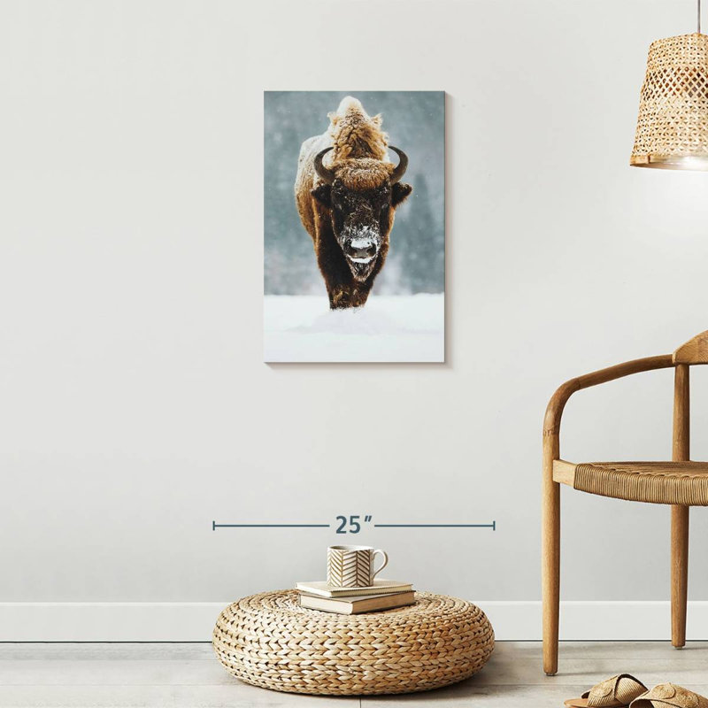 Impression sur toile Winter Buffalo, H 24 po x l 16 po x P 1,25 po
