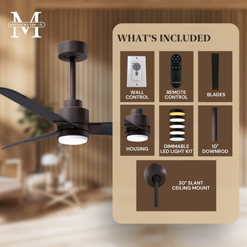 Alessandra - Three Blade Transitional Ceiling Fan -LED, Textured Bronze, Matte Black, 72"