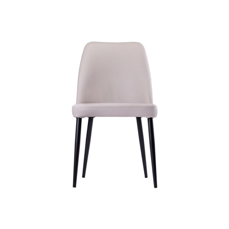 Keimon 18.5'' H Genuine Leather Upholstered Metal Side Chair, Light Gray