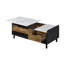Table basse Axel avec faux marbre imprimé et finition noire avec plateau relevable