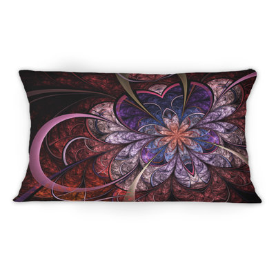 Coussin décoratif en forme de cœur - fleur moderne fractale