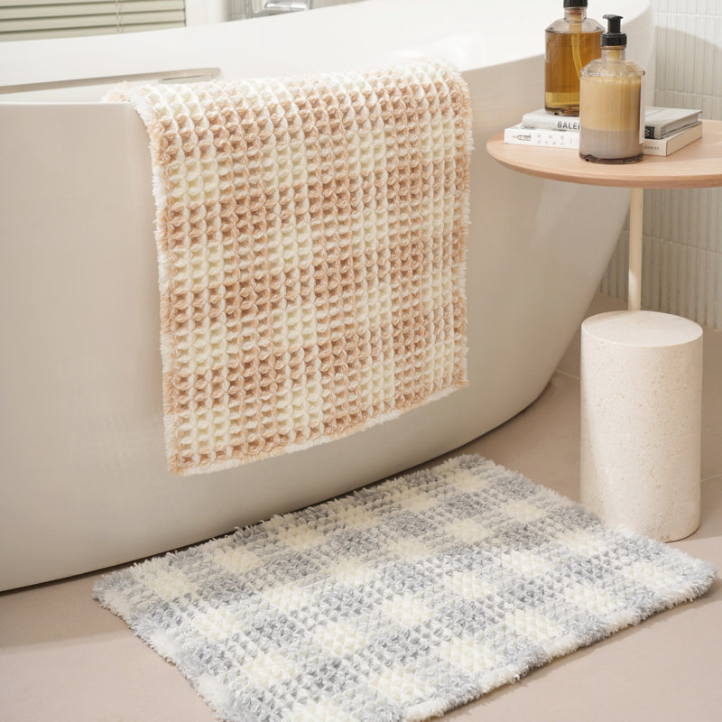 Tapis pour salle de bain Waffle Weave, Gris