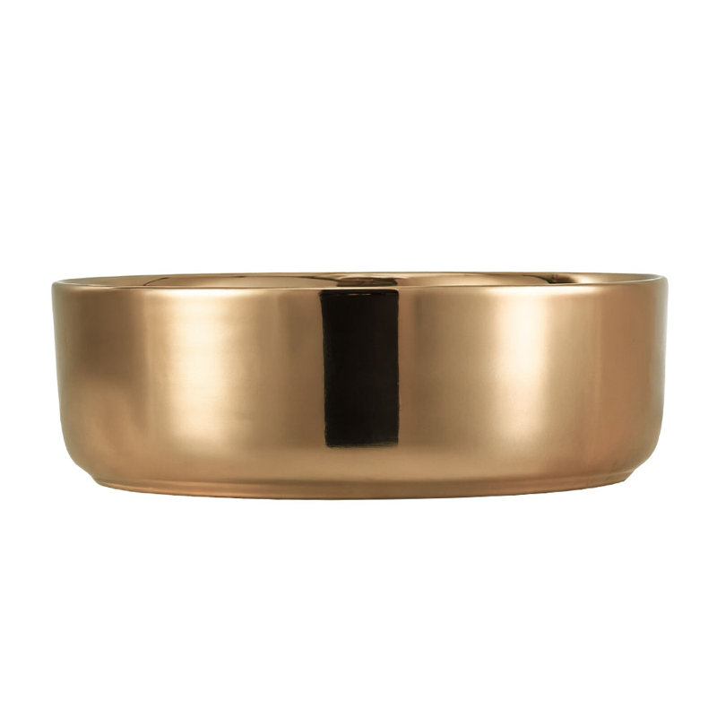 Metro Lane 360mm L x 360mm W Natural Ceramic Circular Sink, Gold