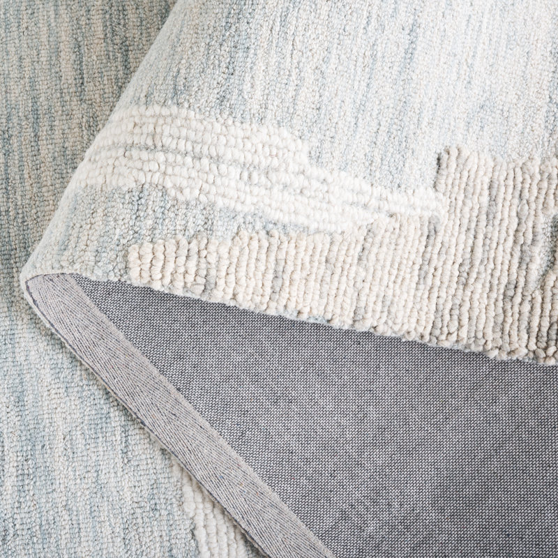 Harvest 304 Hand Tufted Wool; Cotton Abstract Rug in Light Blue/Ivory, Rectangle 5' x 8'