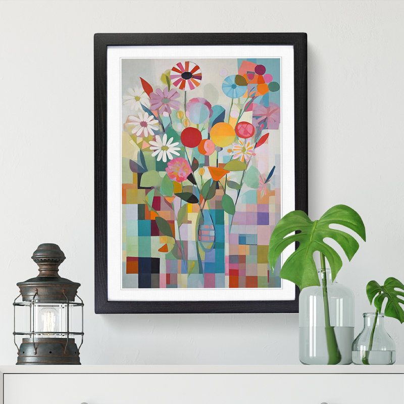 Modern Flowers Orphism Vol.4 - Picture Frame Print, Black, 64cm H x 46cm W x 2cm D