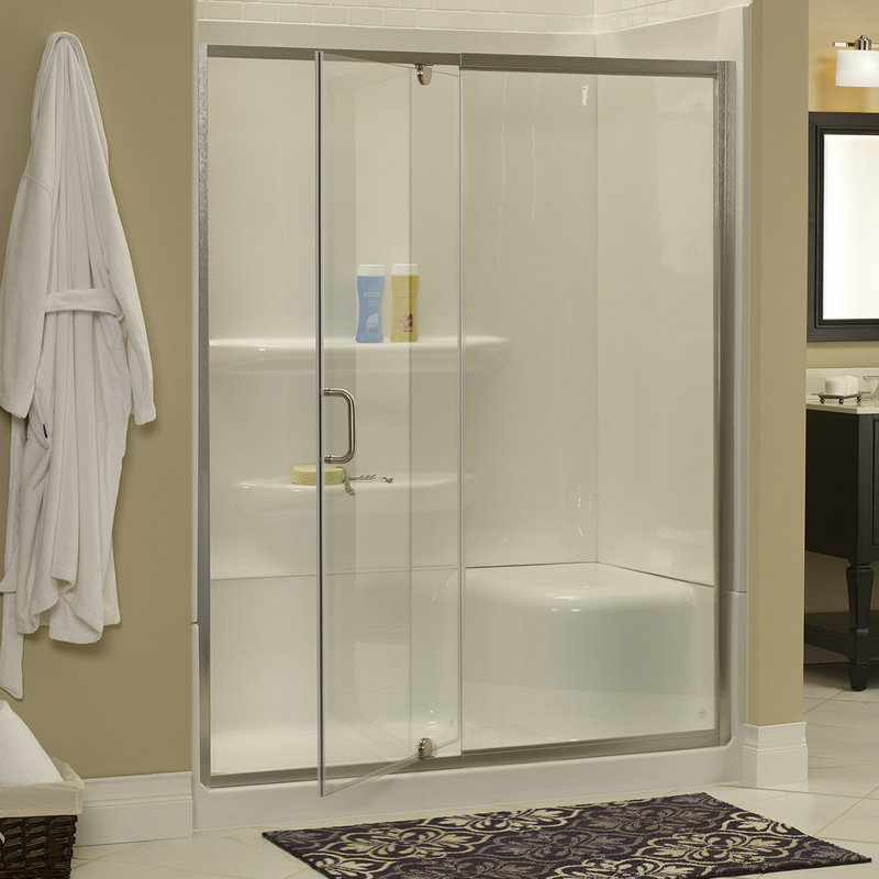 Porte de douche pivotante sans cadre 48 "x 69" Cove, Nickel brossé