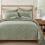 Couette double en lin lavé vert sauge