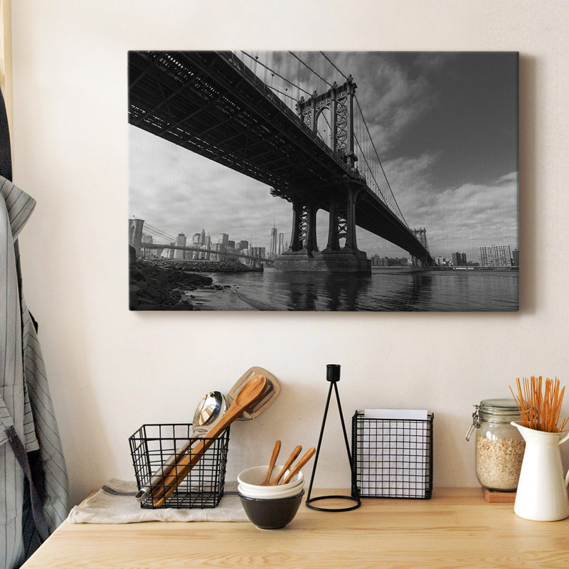 Toile tendue avec châssis Manhattan Bridge Premium - prête à être accrochée, H 40 po x l 60 po