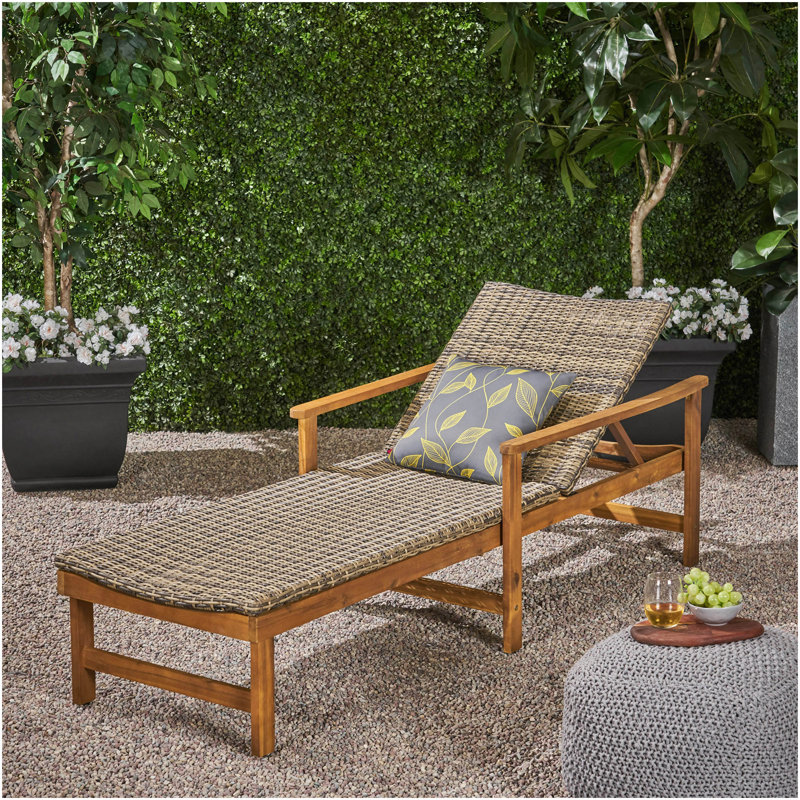 Chaise longue Hampton Wood + Wicker, Naturel, Brun