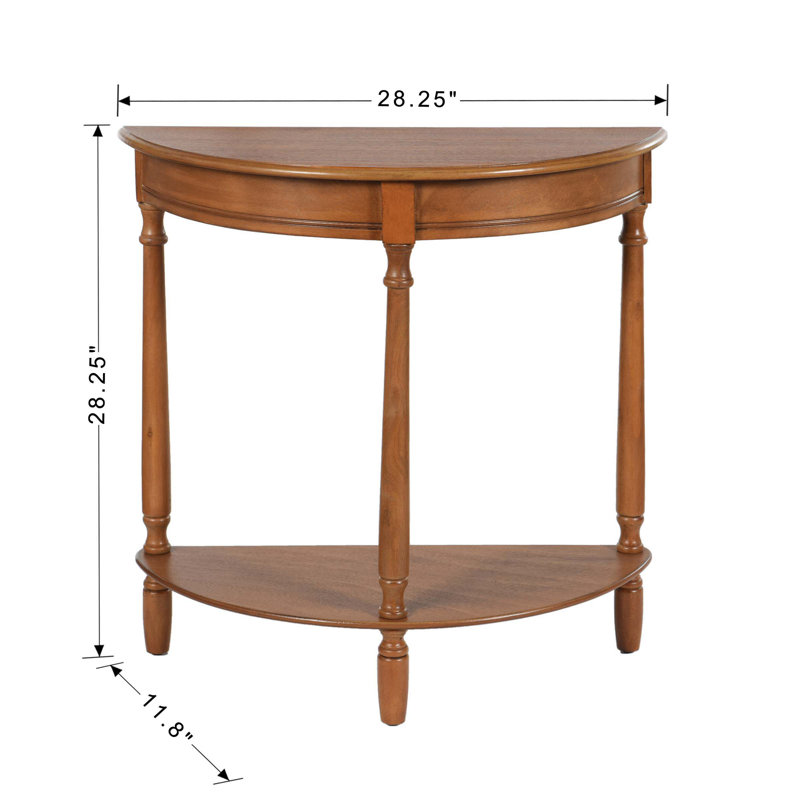 Tinsle Collection Half Moon Console Table with Storage Shelf End Table - Honeynut, Honeynut