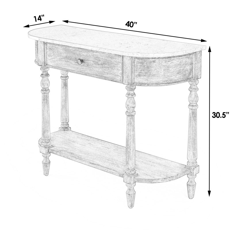Danielle Marble 40" one- drawer Console Table, Black