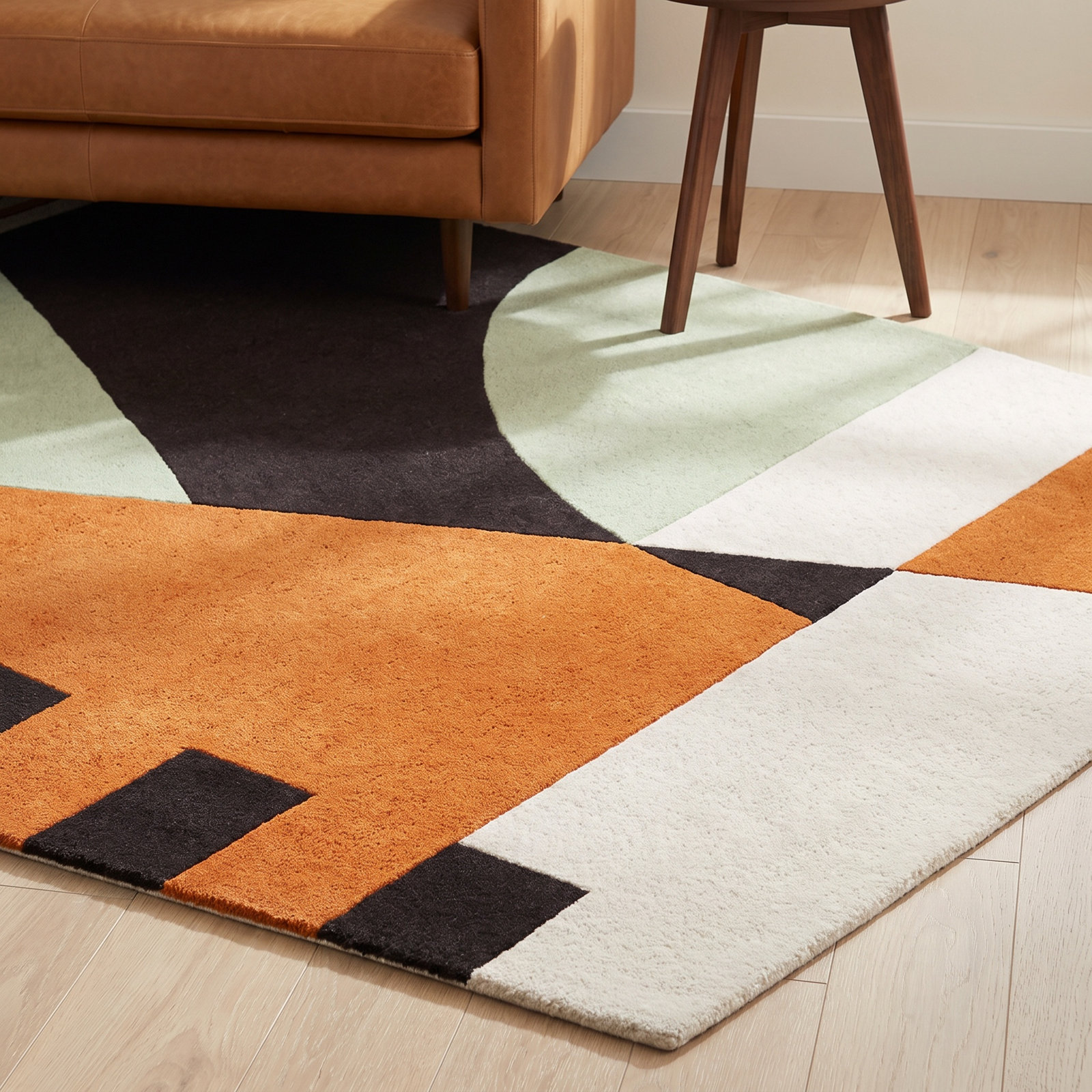 Kazu Green Brown Hand-Woven Abstract Rug, Rectangle 8' x 10'