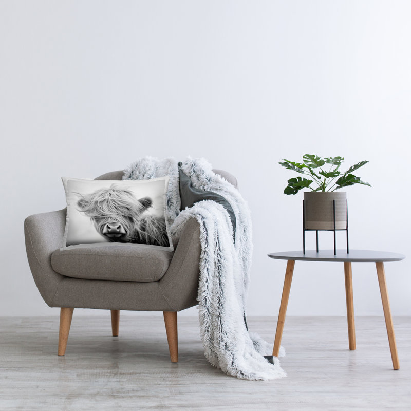 Coussin décoratif Easy Breezy Bovins, imprimé par Tina LeCour, 14 x 7 x 20, Vache grise 1, Rectangle H 14 po x l 20 po