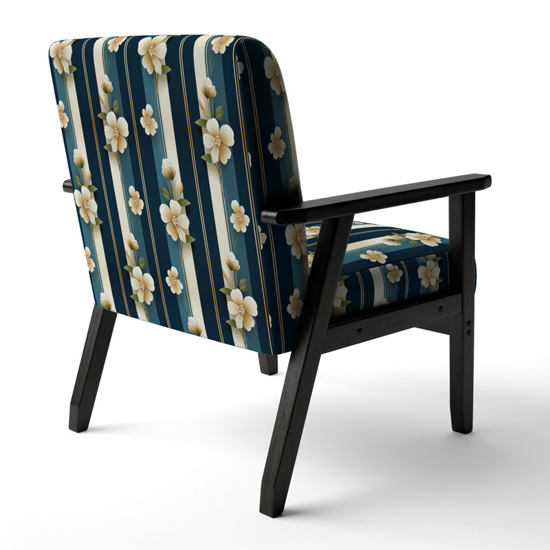 Chaise à accoudoirs rembourrée et classique à motif floral rayé classique et sérénité classique