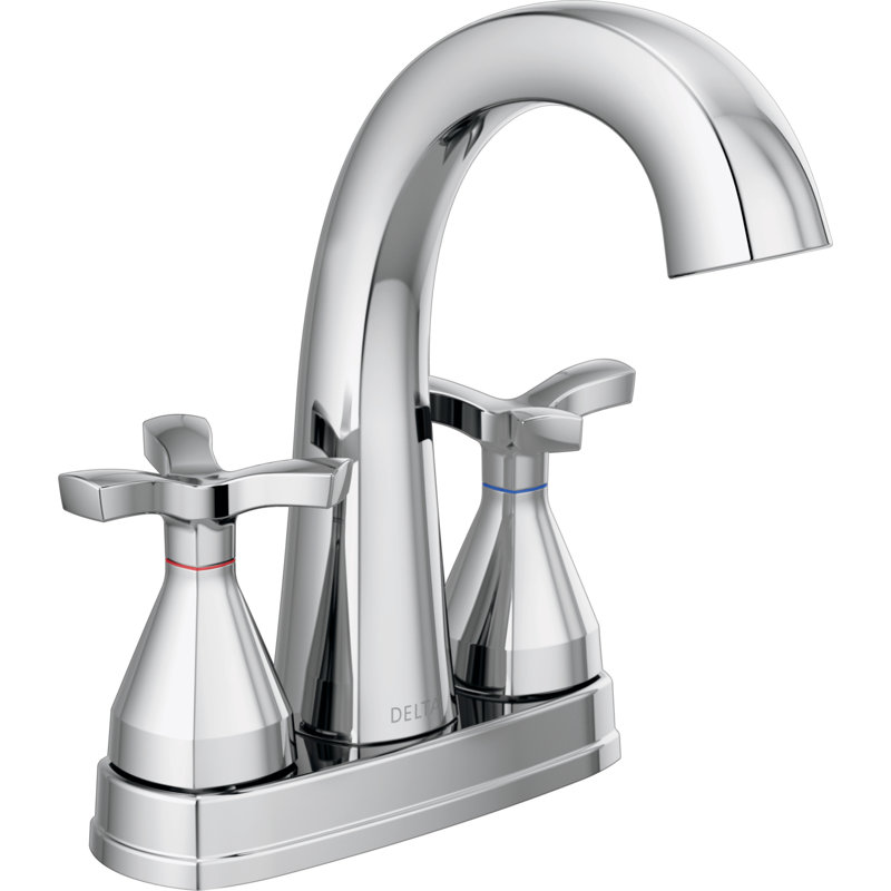 Stryke Centerset Bathroom Faucet with Drain Assembly and DIAMOND™ Seal Technology, Chrome, Cross Handle