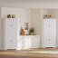 Armoire de coin Farmhouse, armoire de cuisine à 6 niveaux avec 4 tablettes réglables, 2 portes de rangement et huche spacieuse pour la cuisine, le salon, le blanc-872730668