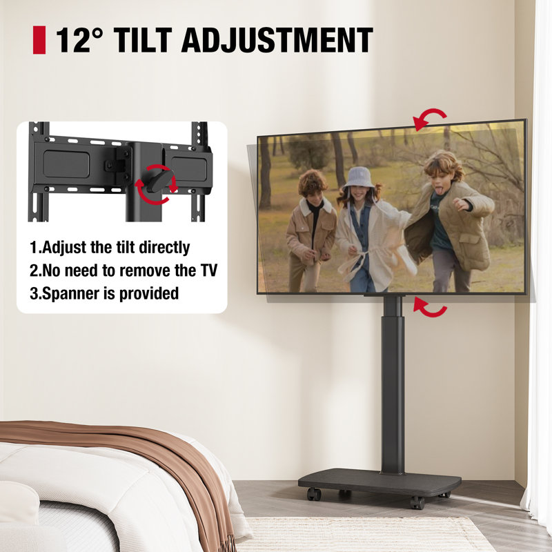 Floor-standing Horizontal And Vertical Screen Tv Stand, Up To 65 Inches, Black