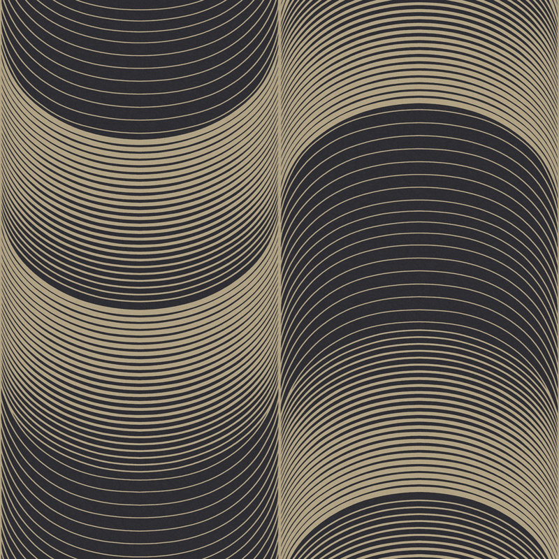 Geometric Metallic Wallpaper Double Roll, Black/Gold
