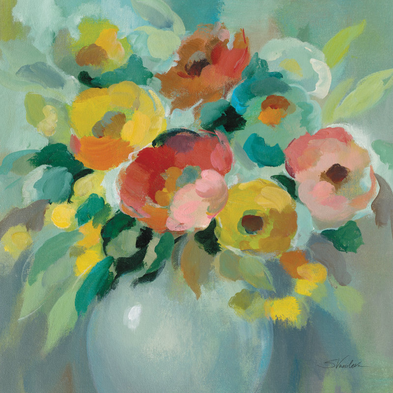 «Vibrant Bouquet» par Silvia Vassileva - peinture sur toile tendue, Toile tendue, Non, H 12 po x l 12 po