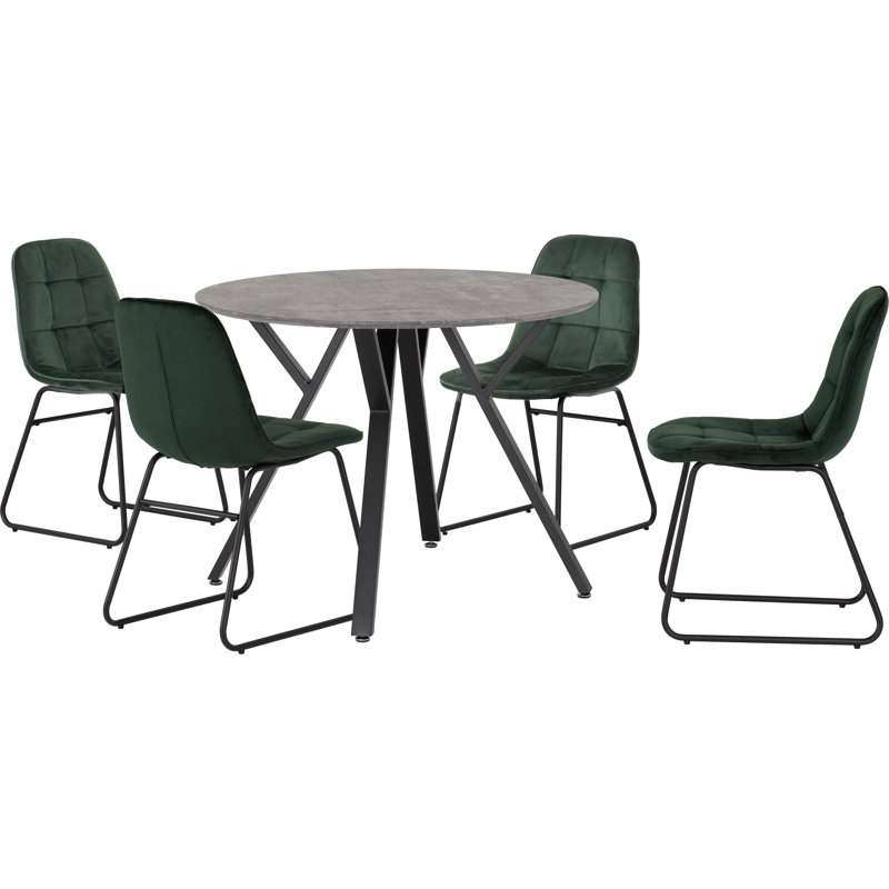 Cajigas 4 - Person Dining Set, Emerald Green Velvet