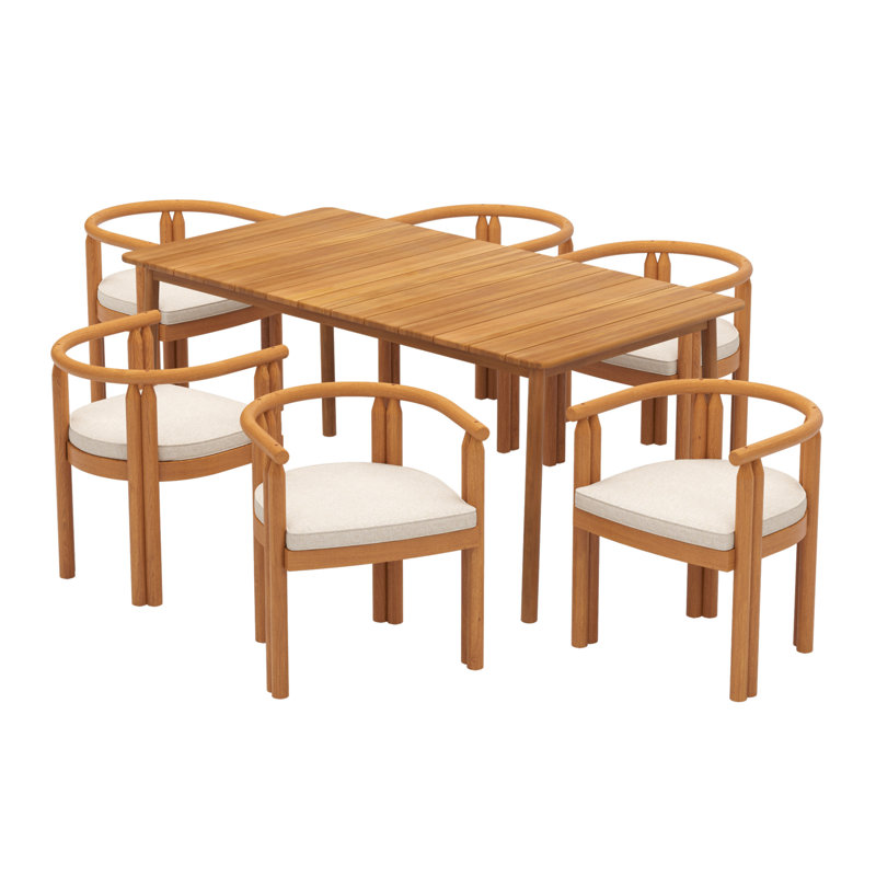 Ensemble de salle à manger d'extérieur pour terrasse 7 pièces Cove