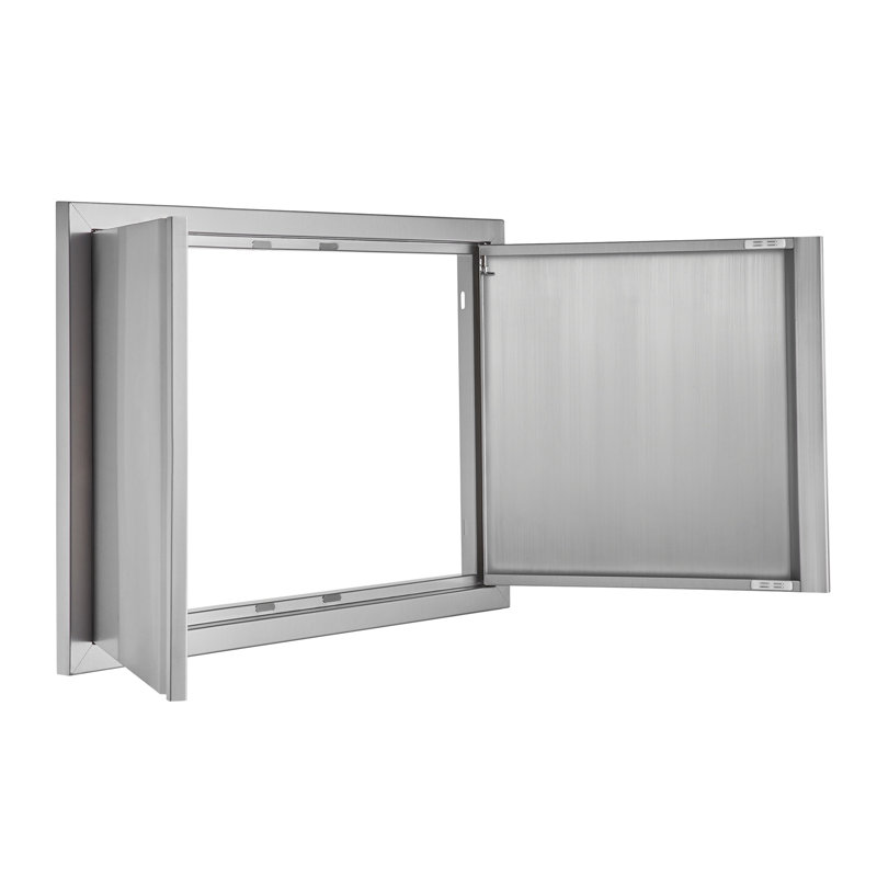 Stainless Steel BBQ Access Door - Double Swing Outdoor Kitchen Cabinet Insert with Flush Mount Design