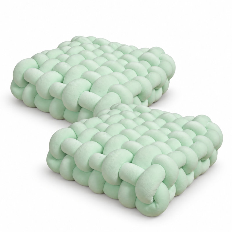 Ensemble de 2 coussins Knot - Coussins décoratifs pour canapé, canapé et lit, coussins décoratifs doux et confortables, Vert