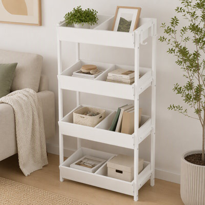 Wood Fruit Vegetable Storage Rack Stand, 4-Tier Storage Organizer