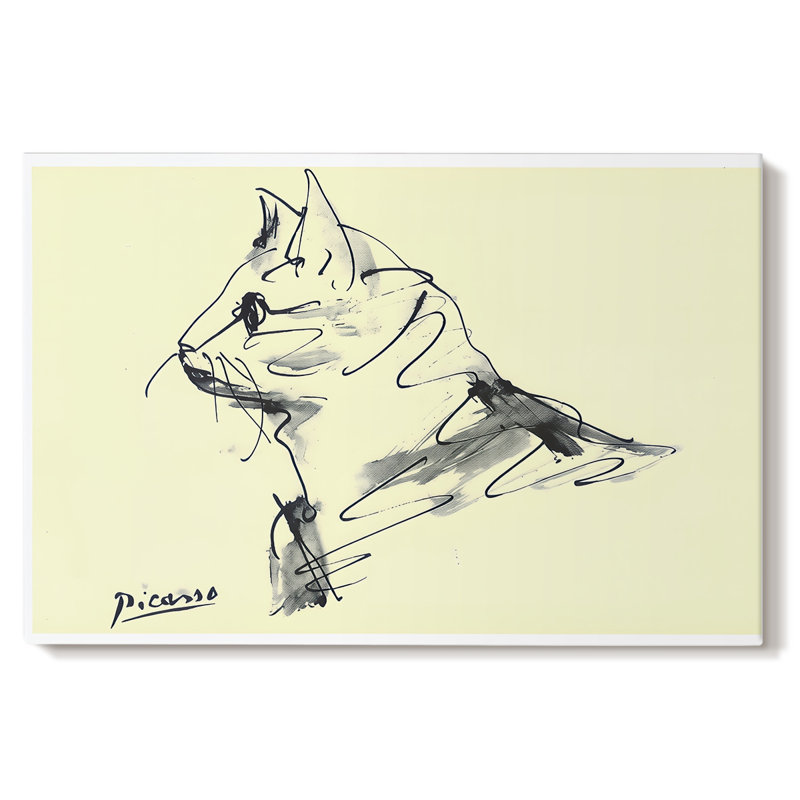 Chat (Le Chat) - Dessin au trait - Pablo Picasso-Toile tendue avec châssis-c. 1950, 40 po x 60 po