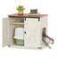 Cat Litter Box Enclosure, Farmhouse Hidden Litter Box Cabinet Furniture with 2 Door, Indoor Cat House with Adjustable Dividers, 80 x 50 x 79.5cm, Rustic Brown and White 