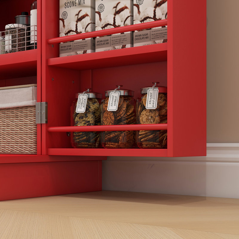 Étagère de cuisine rouge, 41 po, avec 12 tablettes de porte et garde-manger en béton 41 po, inclus