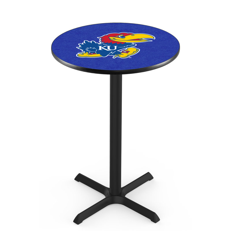NCAA Round Metal Base Dining Table, University of Kansas