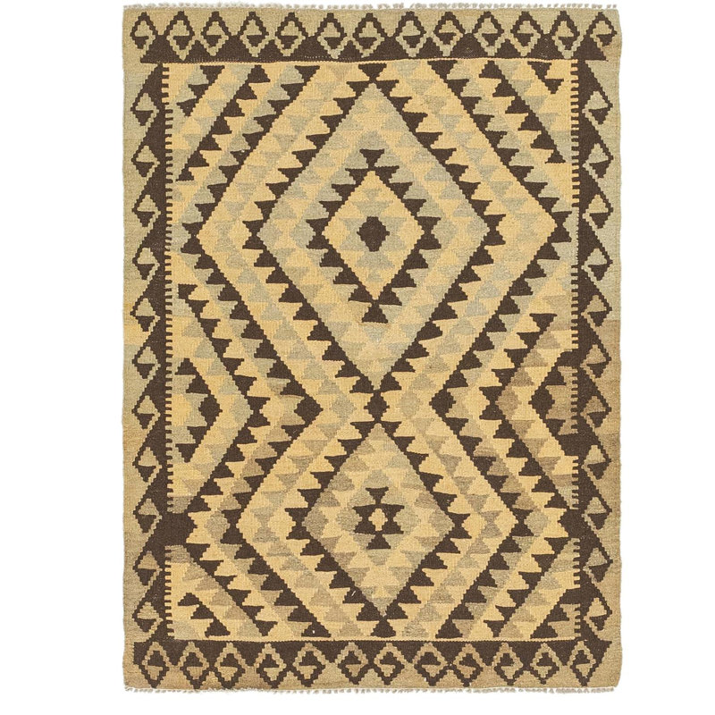 Tapis de zone en laine beige/crème 2 pi 10 po x 4 pi one-of-kind à la main noué la Lorain