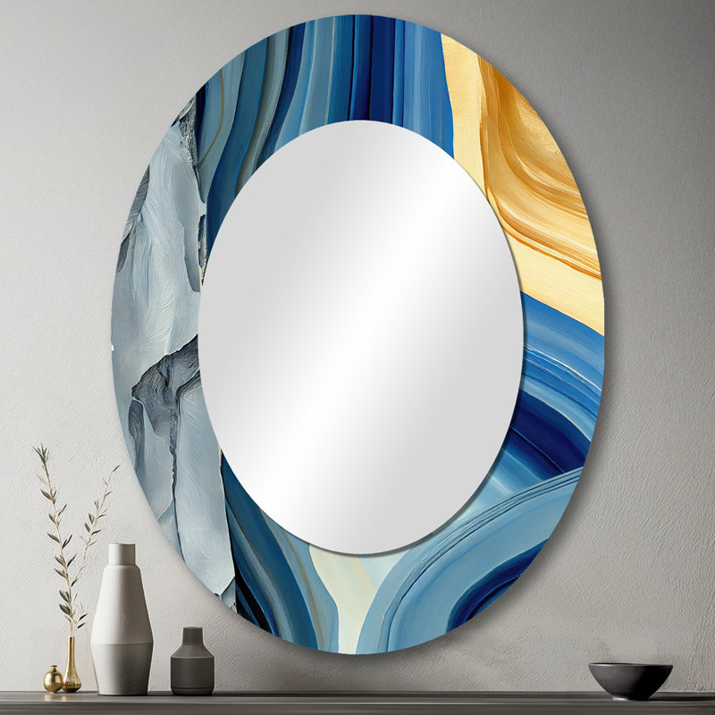 Miroir mural Bold Blue Brush Strokes III - Modern, 43" x 33"