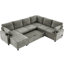 Lit en U avec ports de chargement et compartiment de rangement - Gris caché-2128646514
