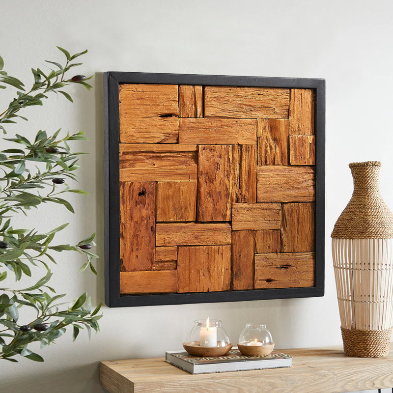 Handmade Rustic Abstract Wall Decor on Solid Wood