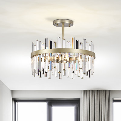 Iola 5-Light 18.5" Brushed Silver-ish Champagne Semi Flush Mount 