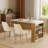 61" Kitchen Island With Imitation Marble Top, Rectangular Dining Table With Storage Shelves, Power Outlets & Adjustable LED Light for Modern Farmhouse & Open-Concept Kitchens