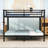 Queen Over Queen Metal Bunk Bed With Dual Ladders And Under Bed Storage Space