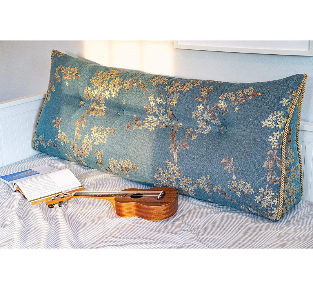 Sit-up Back Comfort Polyester Floral Bed Headboard Wedge Reading Pillow Triangular Back Support Cushion WOWMAX 