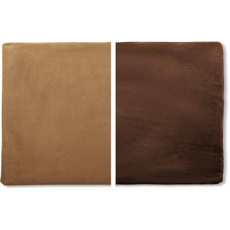 Microsuede Outdoor Reversible Throw Pillow, Saddle Brown, Pillow Cover Only - No Insert
