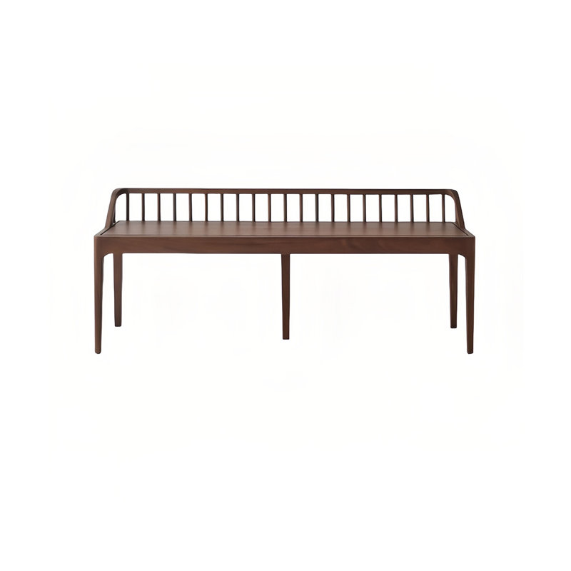 Banc en bois massif de style nordique, Noyer noir, H 23,62 po x l 70,86 po x P 13,77 po